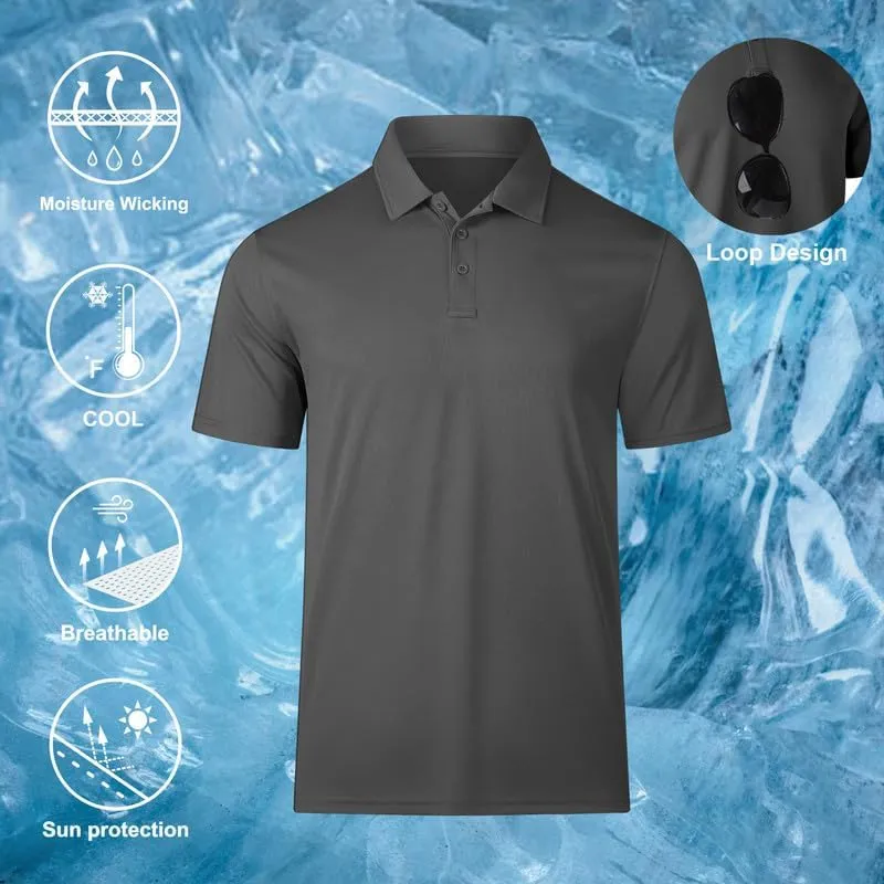 Long Sleeve Polo Shirts for Men Quick Dry Performance Polo T Shirts Collared Tactical Shirt Athletic UPF Golf Shirts