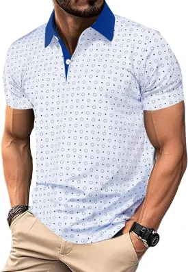M MOTEEPI Men's Fashion Polo Shirts Short Sleeve Casual Lightweight Collar Slim Fit Golf Shirts T Shirts