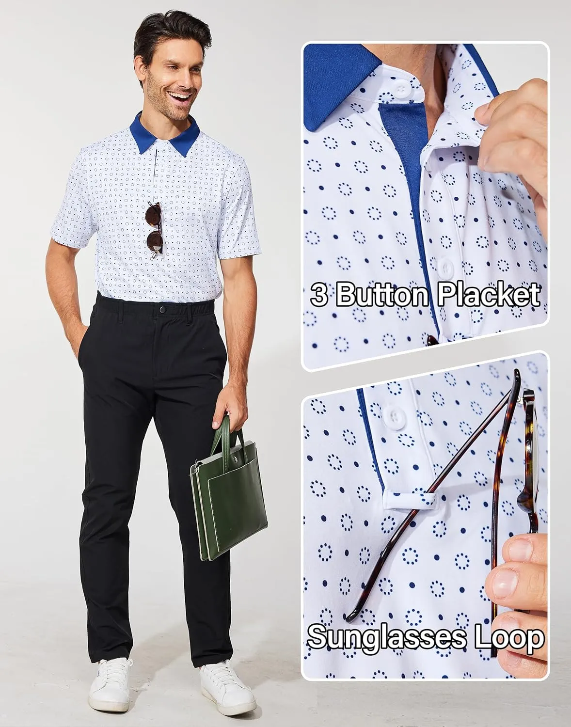 M MOTEEPI Men's Fashion Polo Shirts Short Sleeve Casual Lightweight Collar Slim Fit Golf Shirts T Shirts