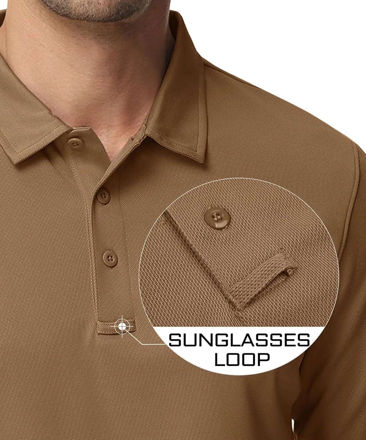 MAGCOMSEN Men's Polo Shirts 3 Button Quick Dry Performance Long Sleeve Tactical Shirts Pique Jersey Golf Shirt