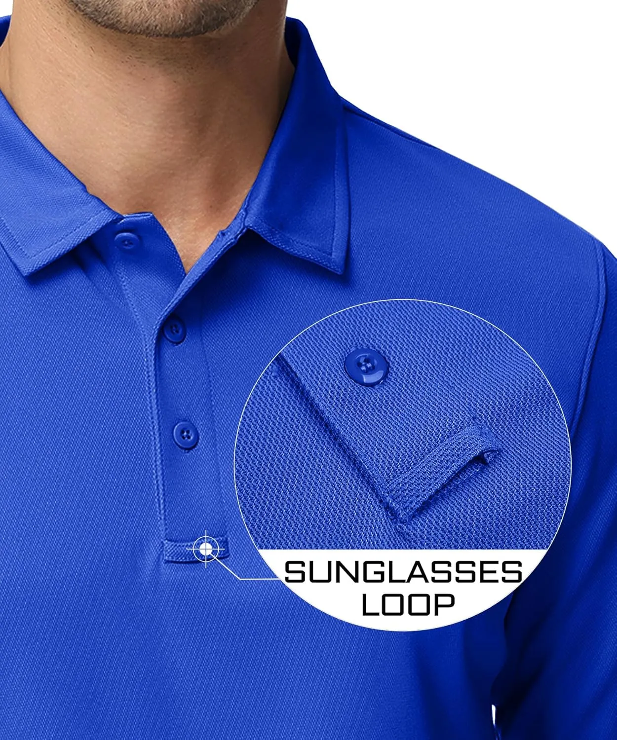MAGCOMSEN Men's Polo Shirts 3 Button Quick Dry Performance Long Sleeve Tactical Shirts Pique Jersey Golf Shirt