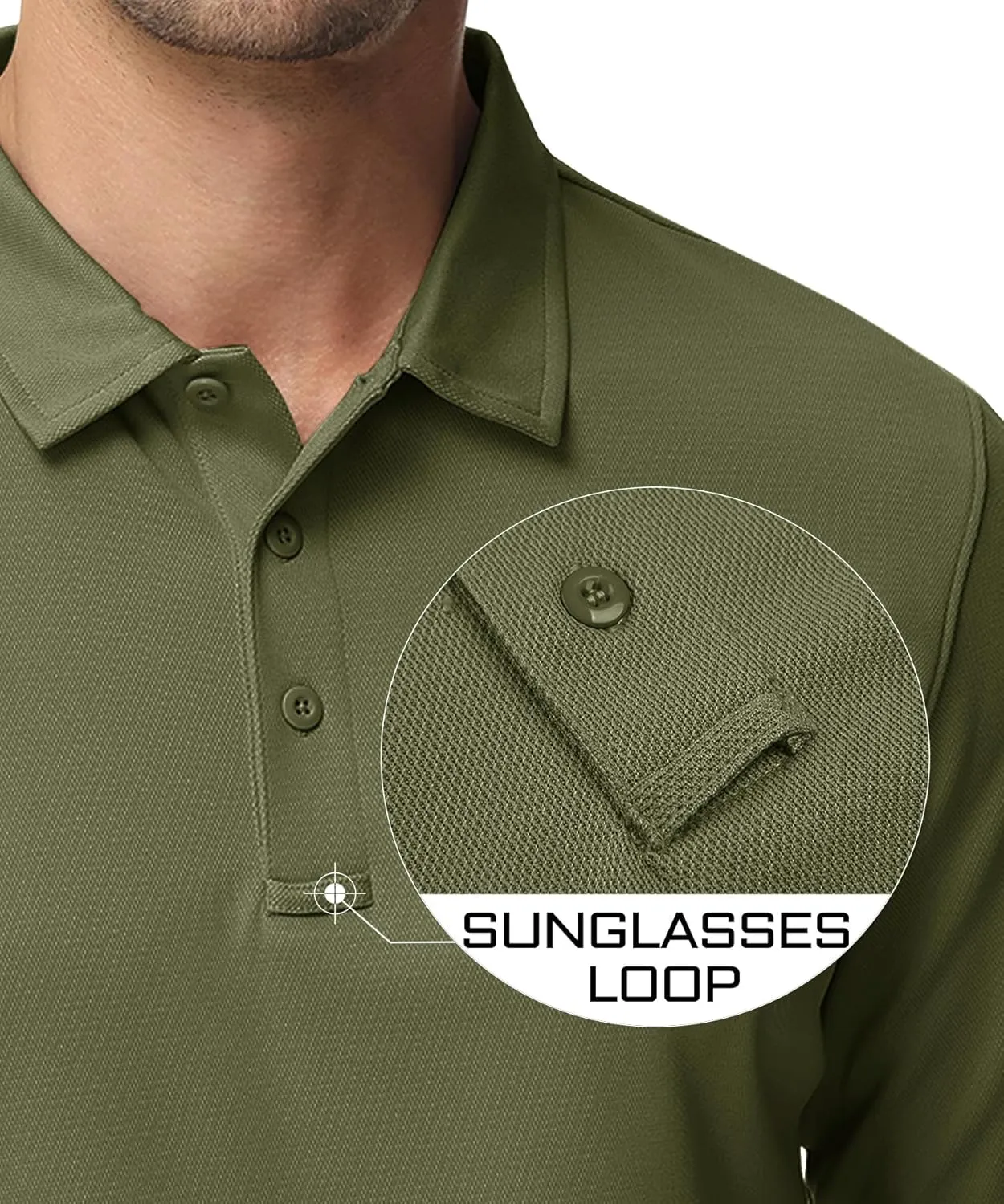 MAGCOMSEN Men's Polo Shirts 3 Button Quick Dry Performance Long Sleeve Tactical Shirts Pique Jersey Golf Shirt