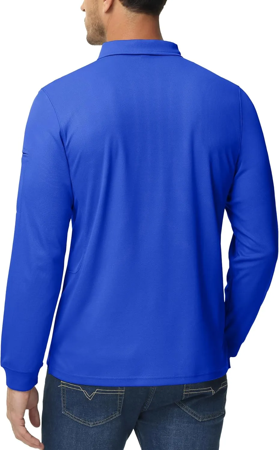 MAGCOMSEN Men's Polo Shirts 3 Button Quick Dry Performance Long Sleeve Tactical Shirts Pique Jersey Golf Shirt