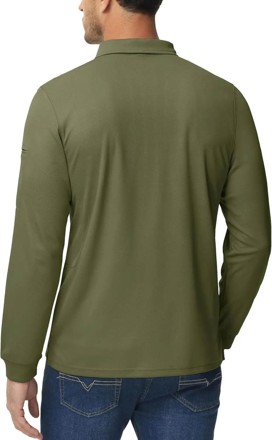 MAGCOMSEN Men's Polo Shirts 3 Button Quick Dry Performance Long Sleeve Tactical Shirts Pique Jersey Golf Shirt