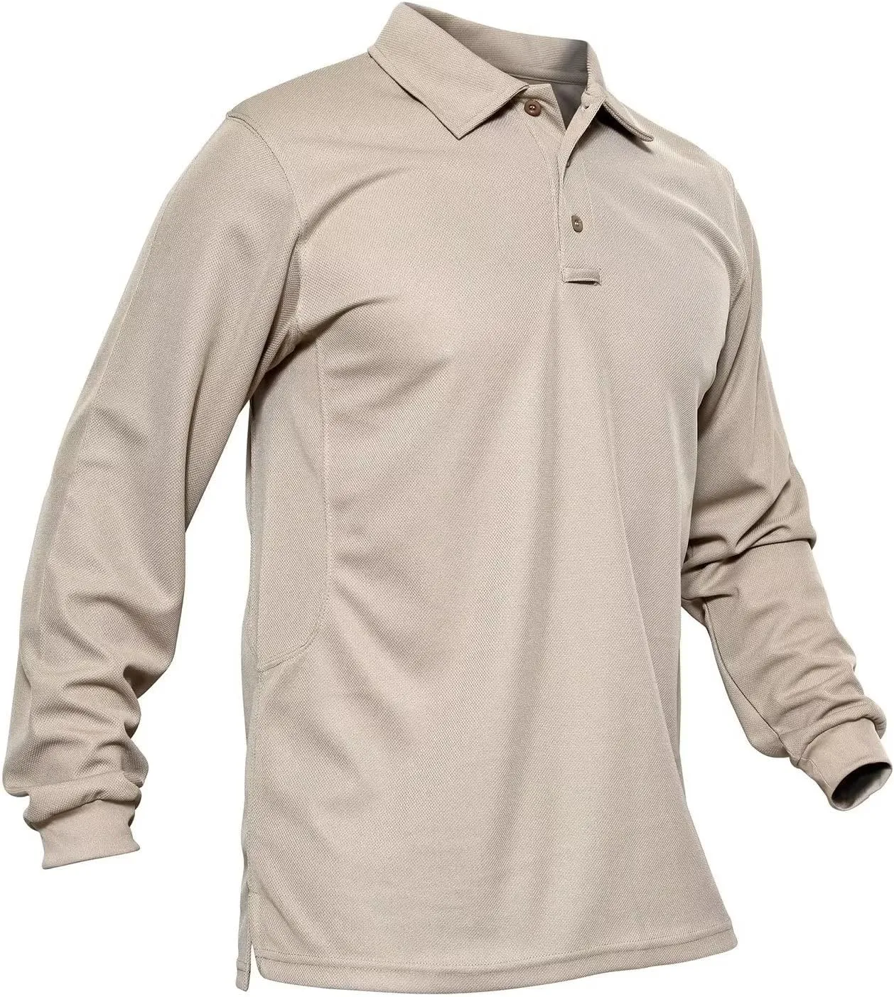 MAGCOMSEN Men's Polo Shirts 3 Button Quick Dry Performance Long Sleeve Tactical Shirts Pique Jersey Golf Shirt
