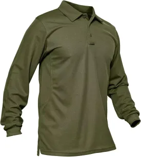 MAGCOMSEN Men's Polo Shirts 3 Button Quick Dry Performance Long Sleeve Tactical Shirts Pique Jersey Golf Shirt