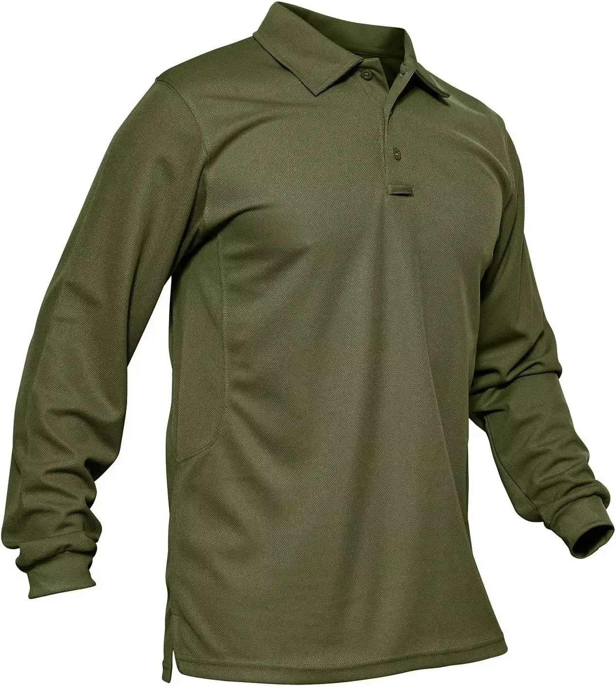 MAGCOMSEN Men's Polo Shirts 3 Button Quick Dry Performance Long Sleeve Tactical Shirts Pique Jersey Golf Shirt