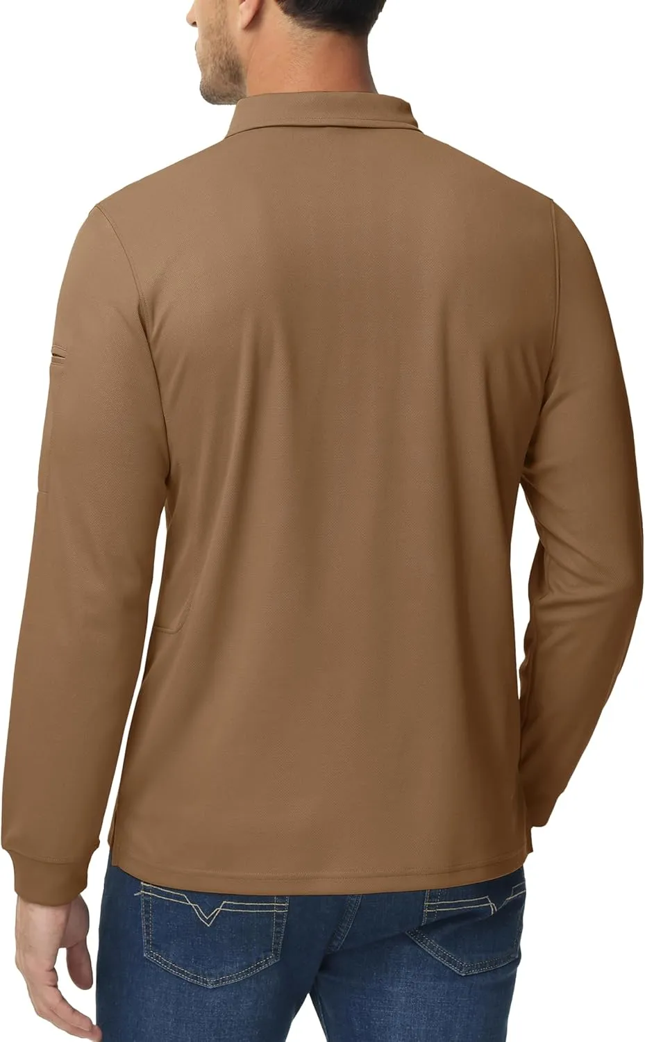 MAGCOMSEN Men's Polo Shirts 3 Button Quick Dry Performance Long Sleeve Tactical Shirts Pique Jersey Golf Shirt