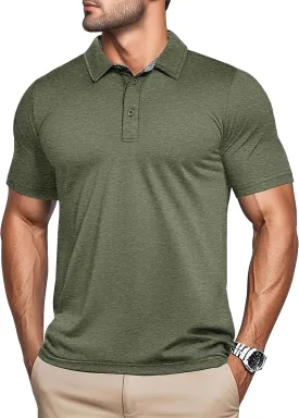 MAGCOMSEN Men's Short Sleeve Polo Golf Shirts 3-Button Moisture Wicking Athletic T-Shirts Casual Collared Shirt