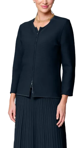Meg Ripple-Knit Jacket - Navy