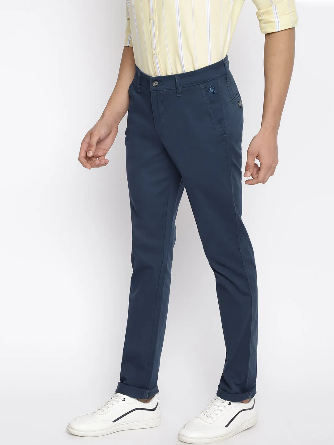 Men's Casual Flat front Blue  Trousers