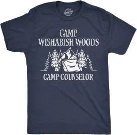 Mens Funny T Shirts Camp Wishabish Woods Sarcastic Camping Graphic Novelty Tee for Men