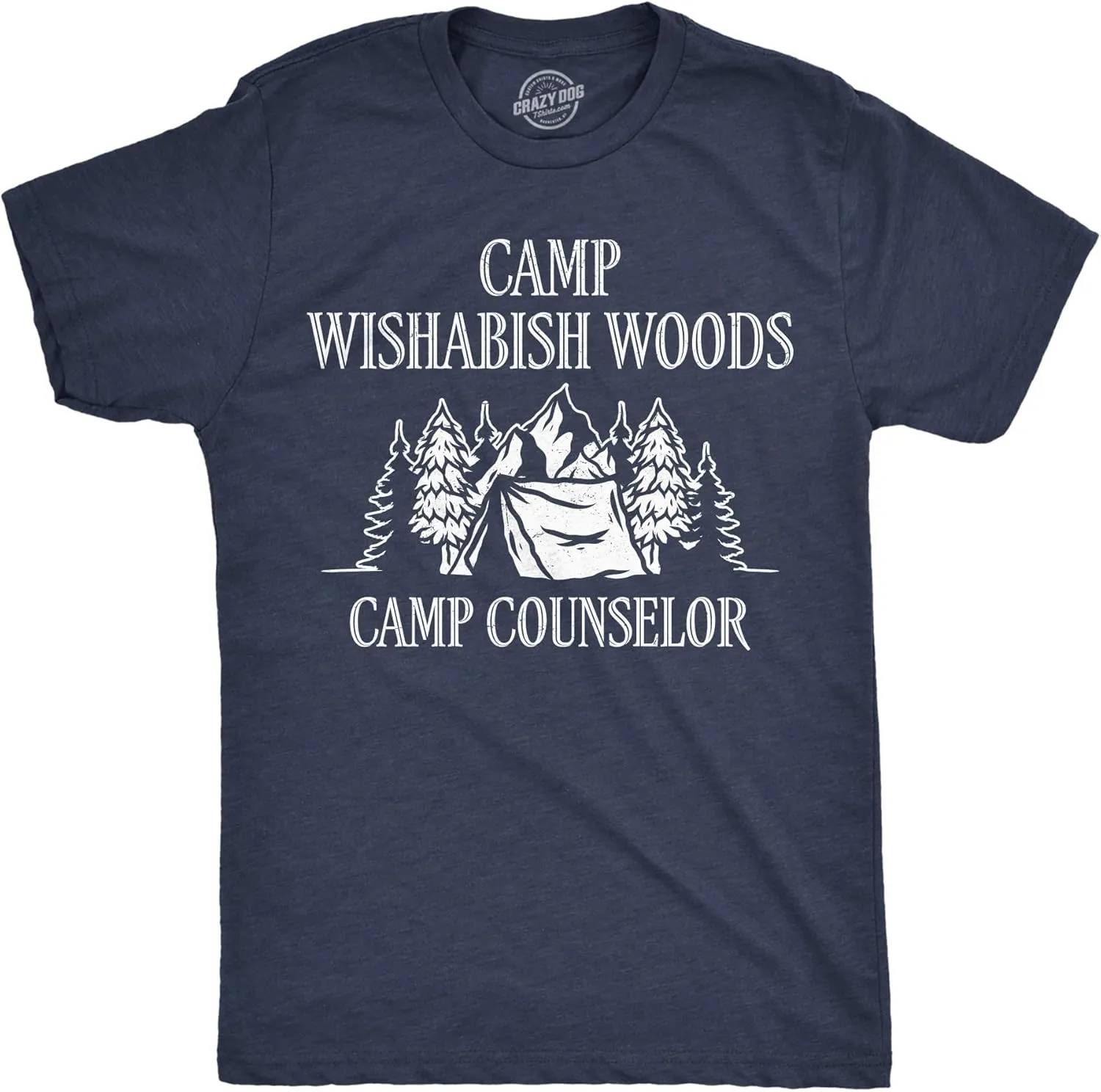 Mens Funny T Shirts Camp Wishabish Woods Sarcastic Camping Graphic Novelty Tee for Men
