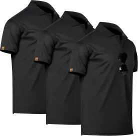 Mens Golf Polo Shirts Short Sleeve Moisture Wicking Dry Fit Tactical T-Shirt Athletic Top Casual Polo Shirts for Men