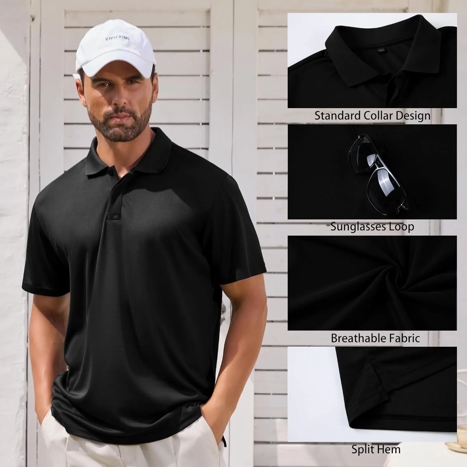 Mens Golf Polo Shirts Short Sleeve Moisture Wicking Dry Fit Tactical T-Shirt Athletic Top Casual Polo Shirts for Men