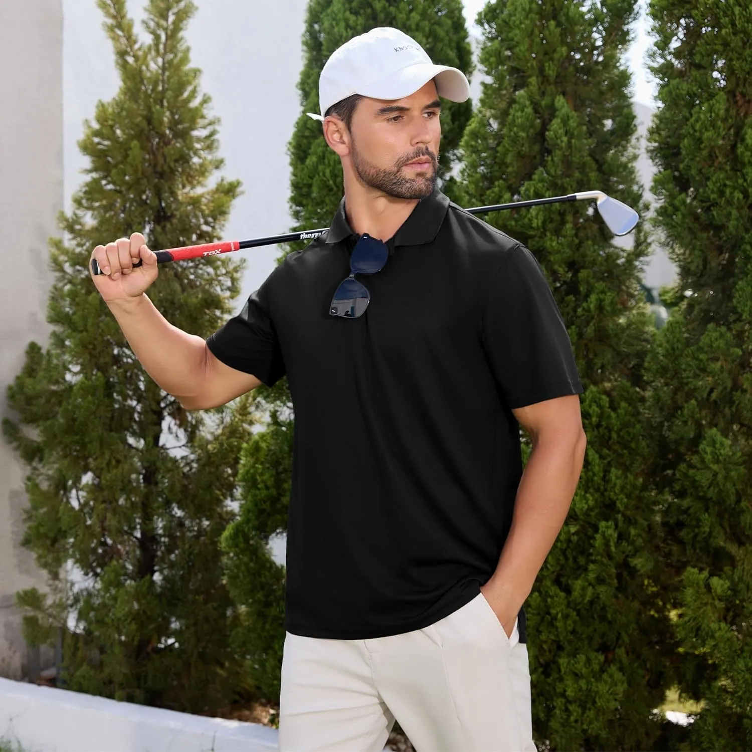 Mens Golf Polo Shirts Short Sleeve Moisture Wicking Dry Fit Tactical T-Shirt Athletic Top Casual Polo Shirts for Men