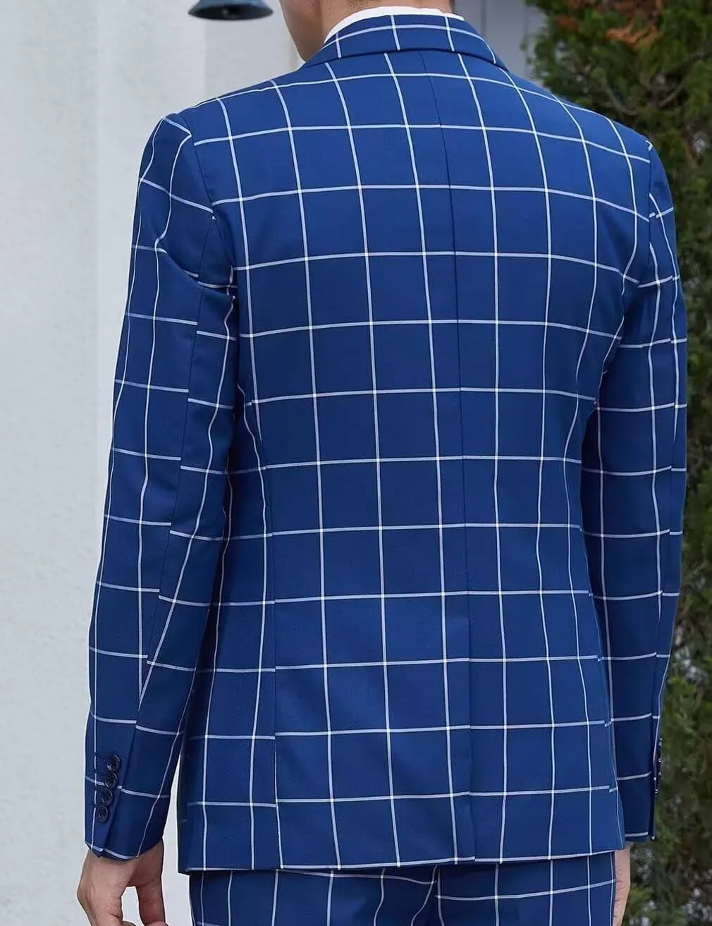 Men's One Button Plaid Blazer Slim Fit Notch Lapel Lightweight Casual Sport Coats for Wedding Prom