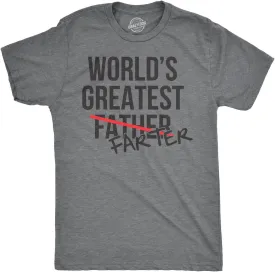 Mens Worlds Greatest Father Farter T Shirt Funny Gift for Dad Sarcastic Humor