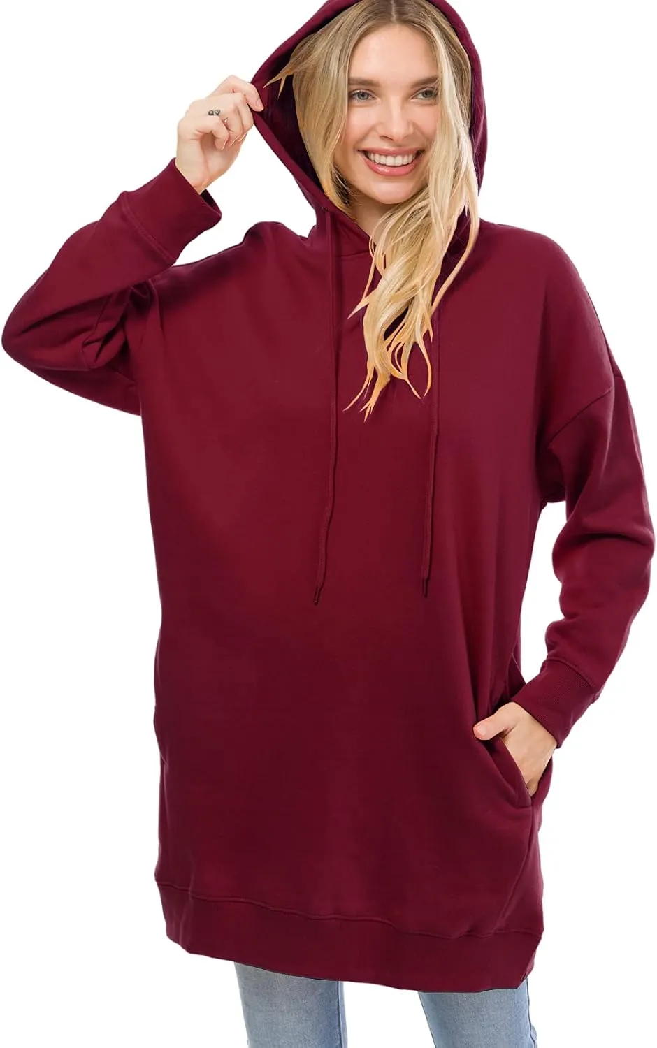 MixMatchy Women's Casual Long Sleeve Fleece Hoodie Fall Sweatshirts Hooded Pullover Tunic