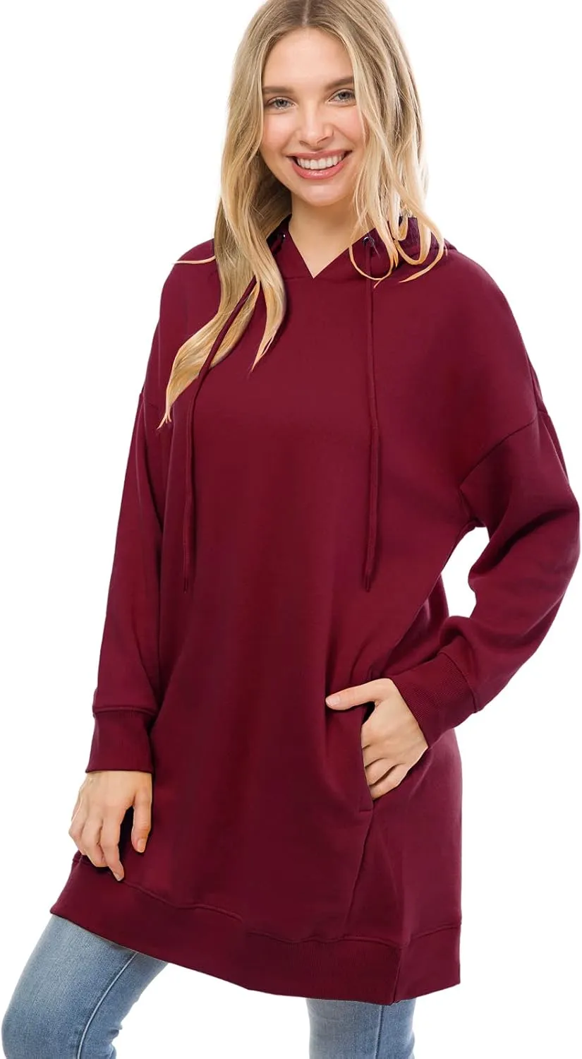 MixMatchy Women's Casual Long Sleeve Fleece Hoodie Fall Sweatshirts Hooded Pullover Tunic