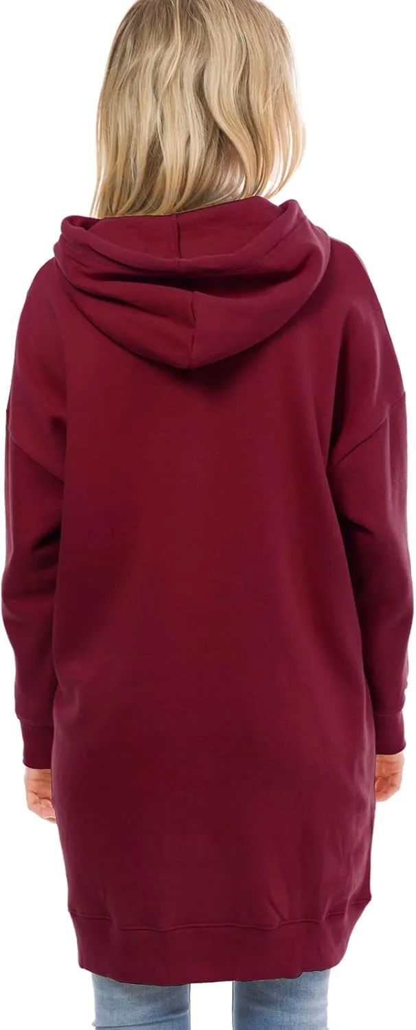 MixMatchy Women's Casual Long Sleeve Fleece Hoodie Fall Sweatshirts Hooded Pullover Tunic