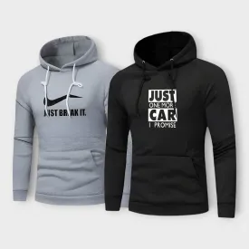 Pack Of 2 Winter Gray & Black Printed Hoodie For Mens