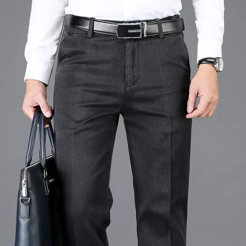 Pants: Classic Jeans Style and Fit. Thick stretch Denim. Work Tough and Business Casual.