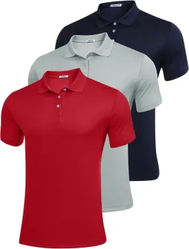 PINSPARK 1/3/4/5 Pack: Golf Polo Shirts for Men Multipacks Quick Dry Short Sleeve Collared Shirt Slim Fit Casual Polos Shirt