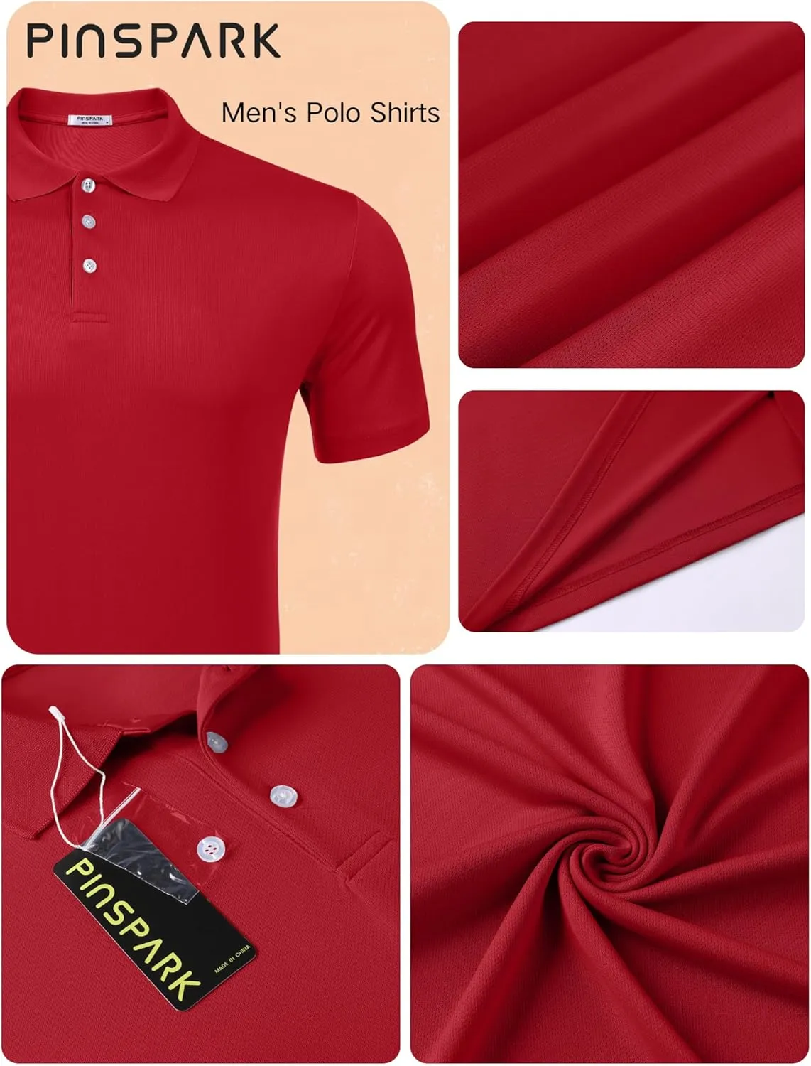 PINSPARK 1/3/4/5 Pack: Golf Polo Shirts for Men Multipacks Quick Dry Short Sleeve Collared Shirt Slim Fit Casual Polos Shirt