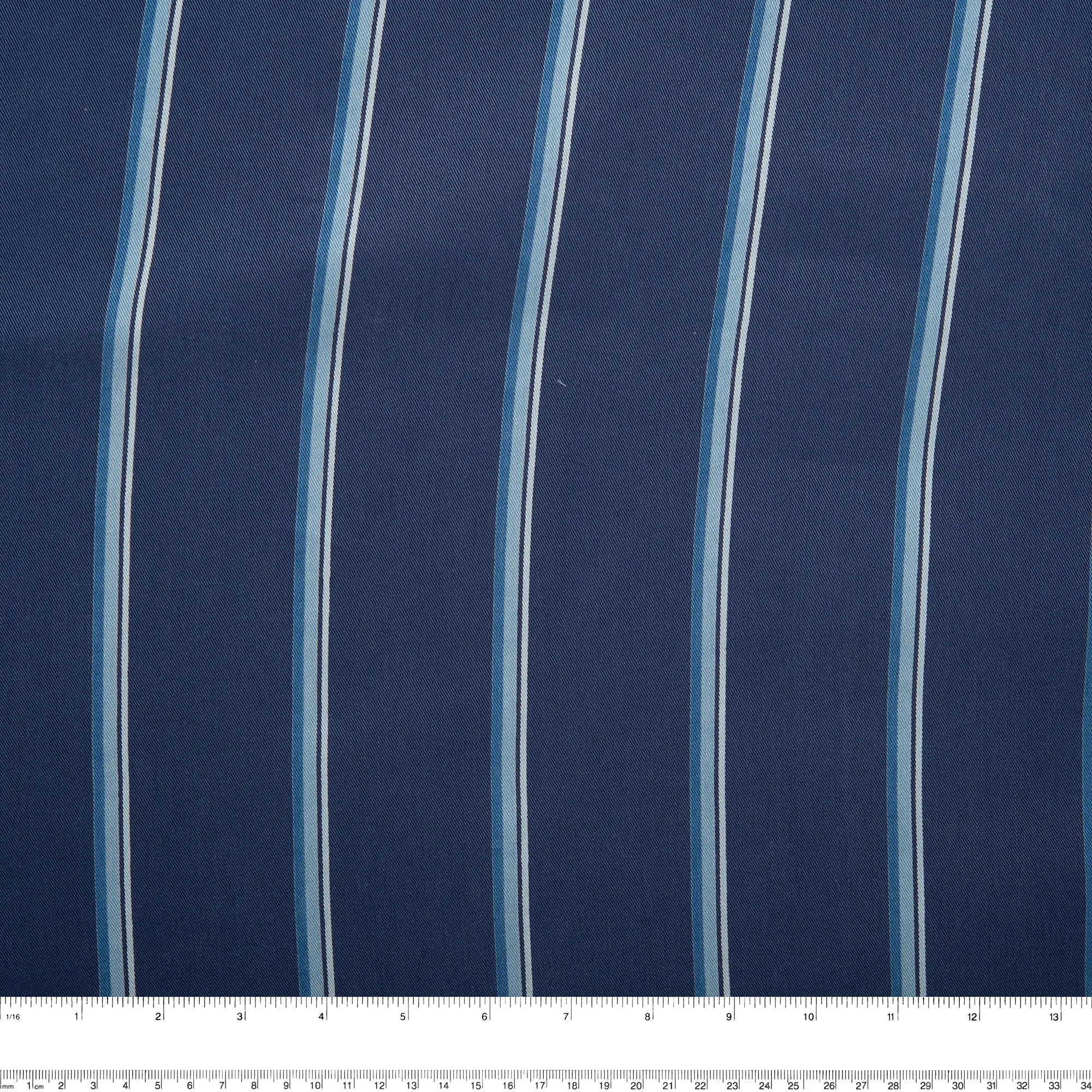 Printed Viscose - FLORA - Stripes - Holland blue