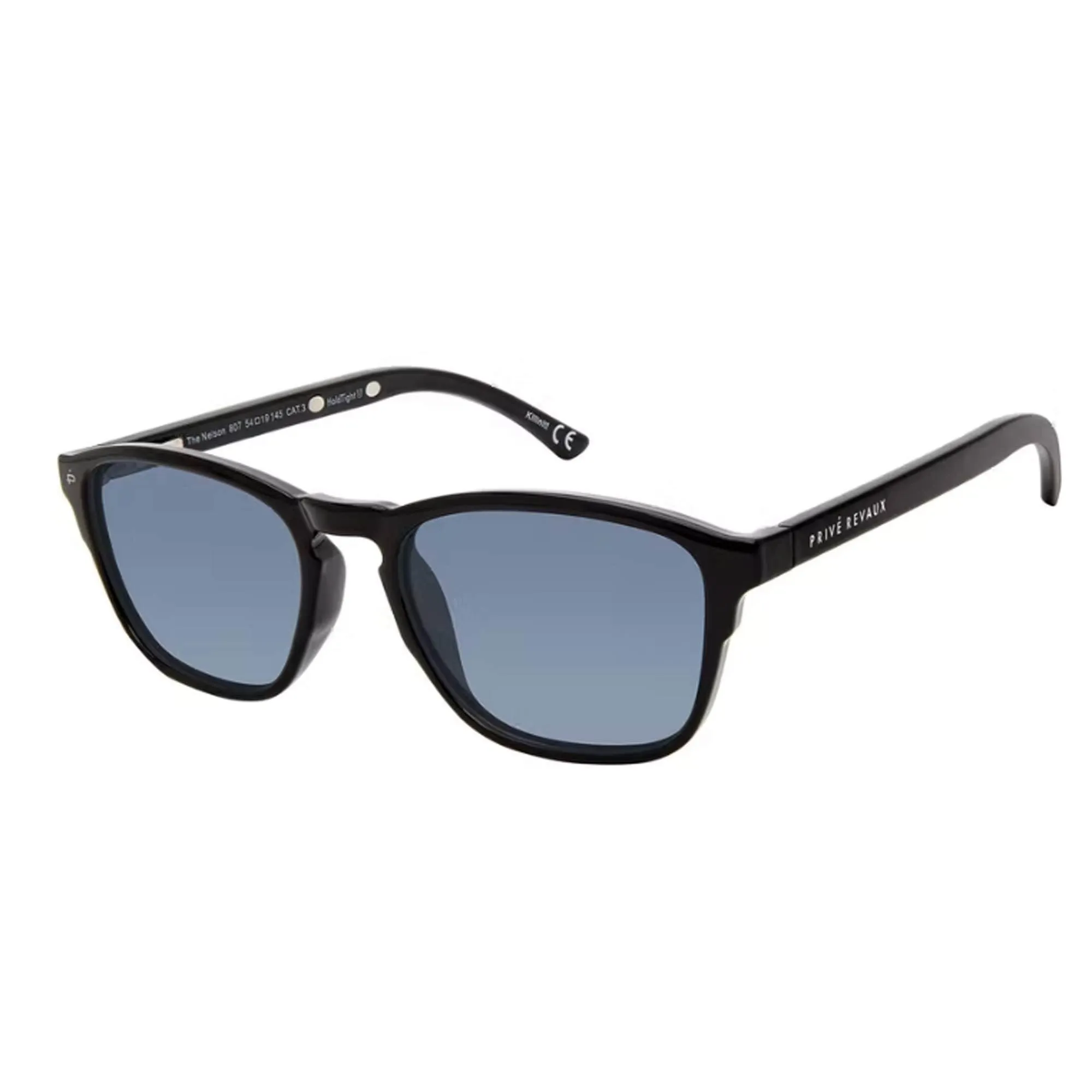 Prive Revaux Unisex Sunglasses - The Nelson Blue Lens | The Nelson Caviar Black