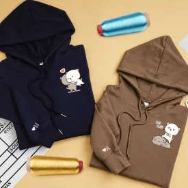 "Matching Cat" Themed Couple Hoodies – Custom Embroidered Sweatshirts For Couples