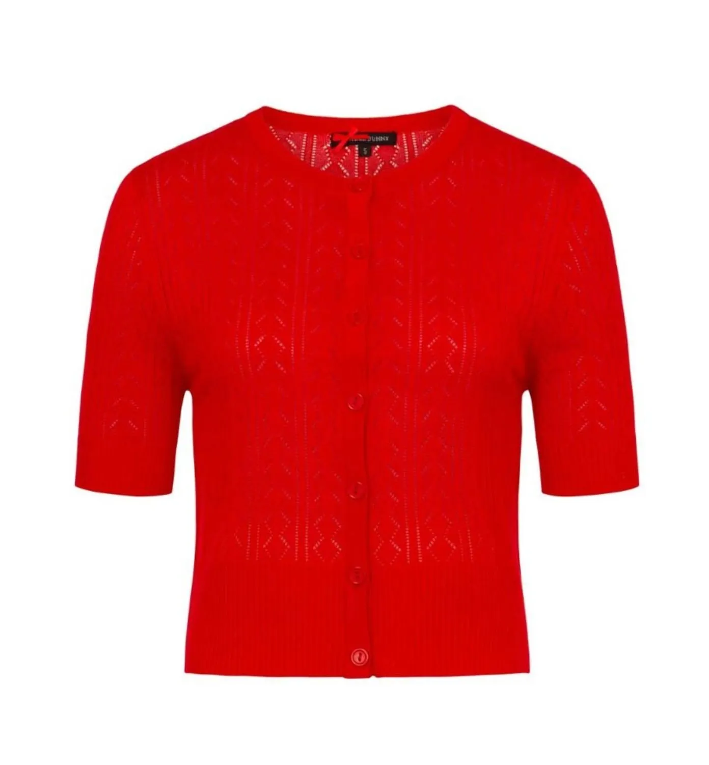 Red Lasercut Wendi Cardigan- Size Small