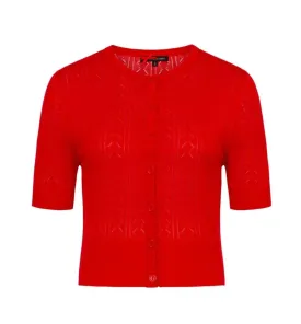 Red Lasercut Wendi Cardigan- Size Small