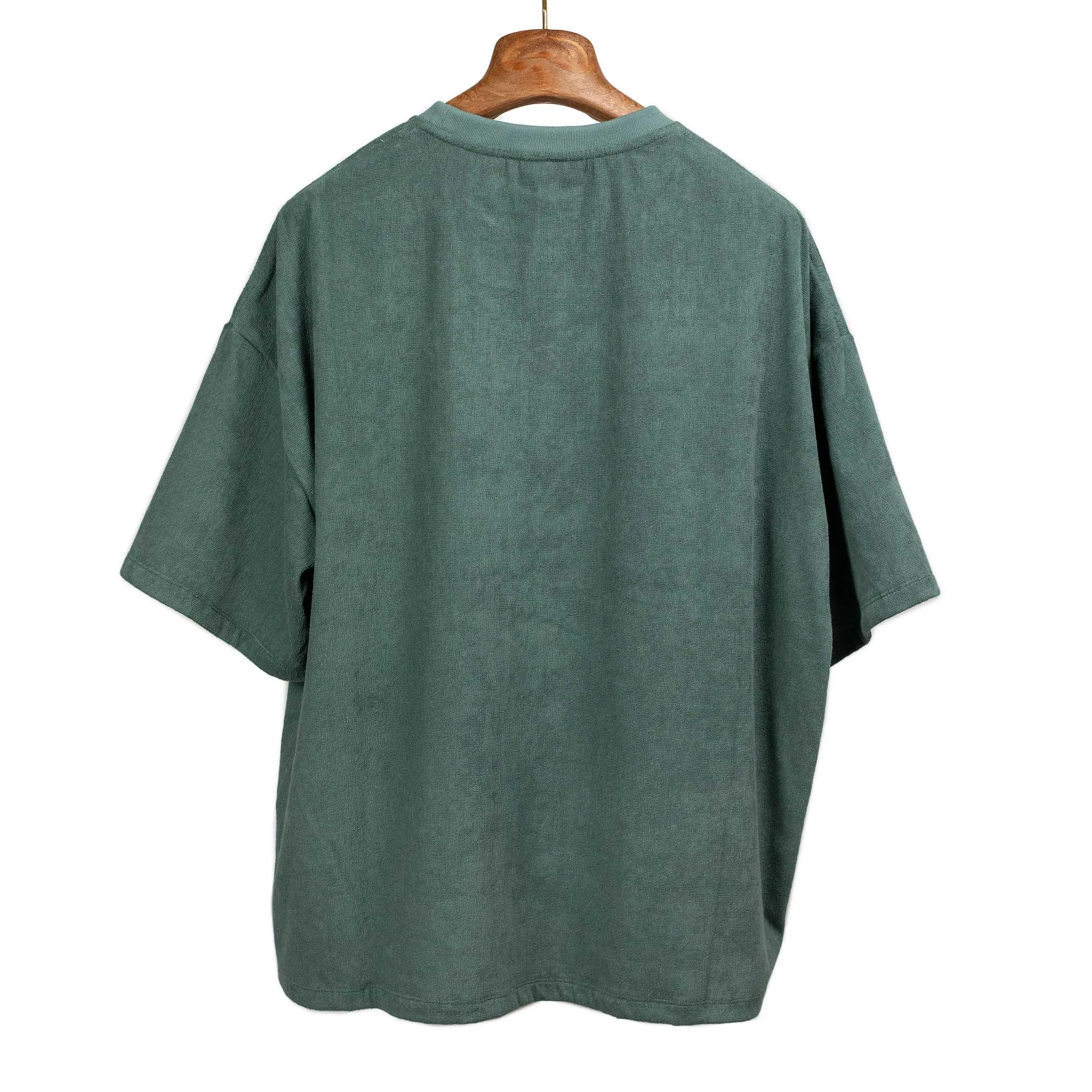 Relaxed terrycloth T-shirt in Pine green cotton mix