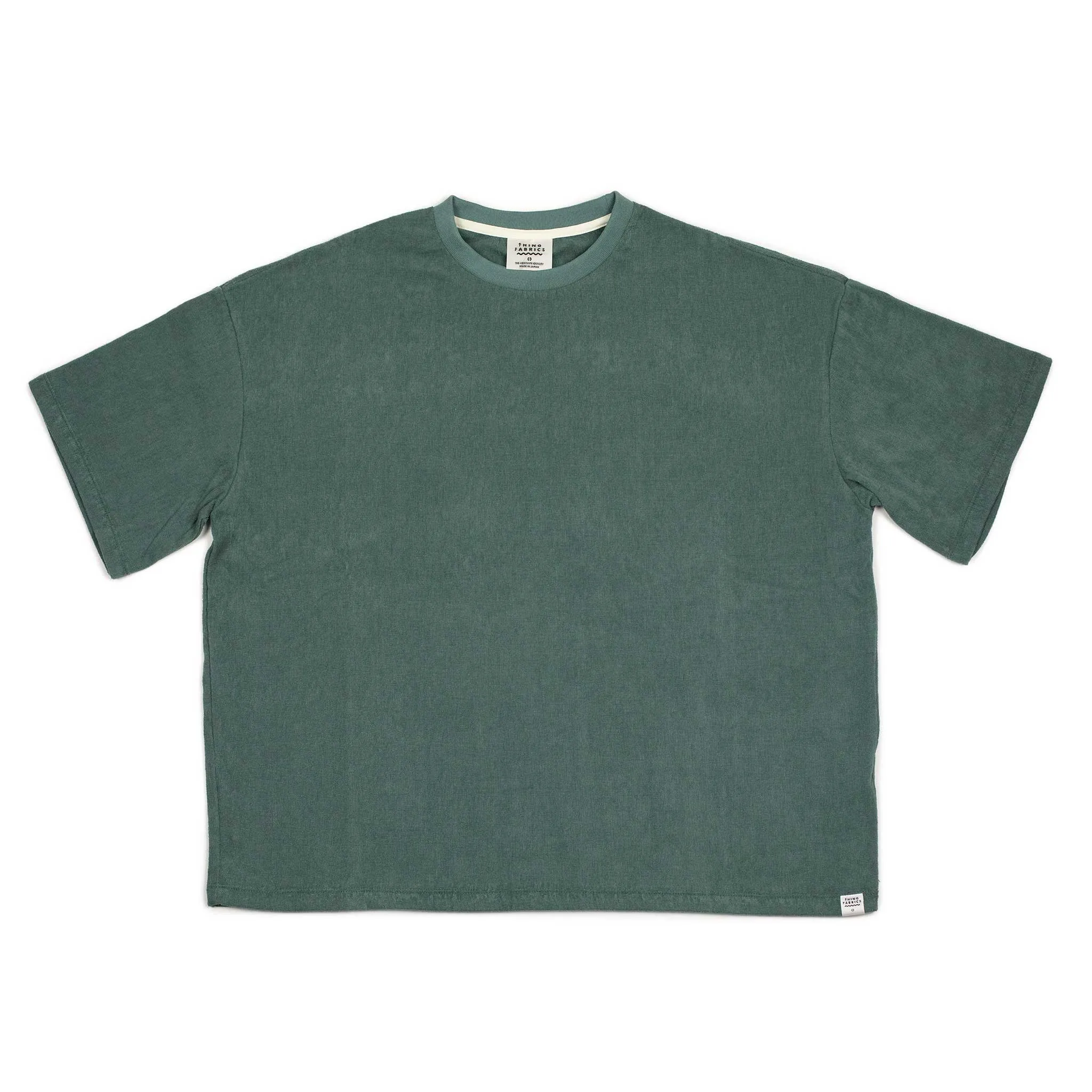 Relaxed terrycloth T-shirt in Pine green cotton mix