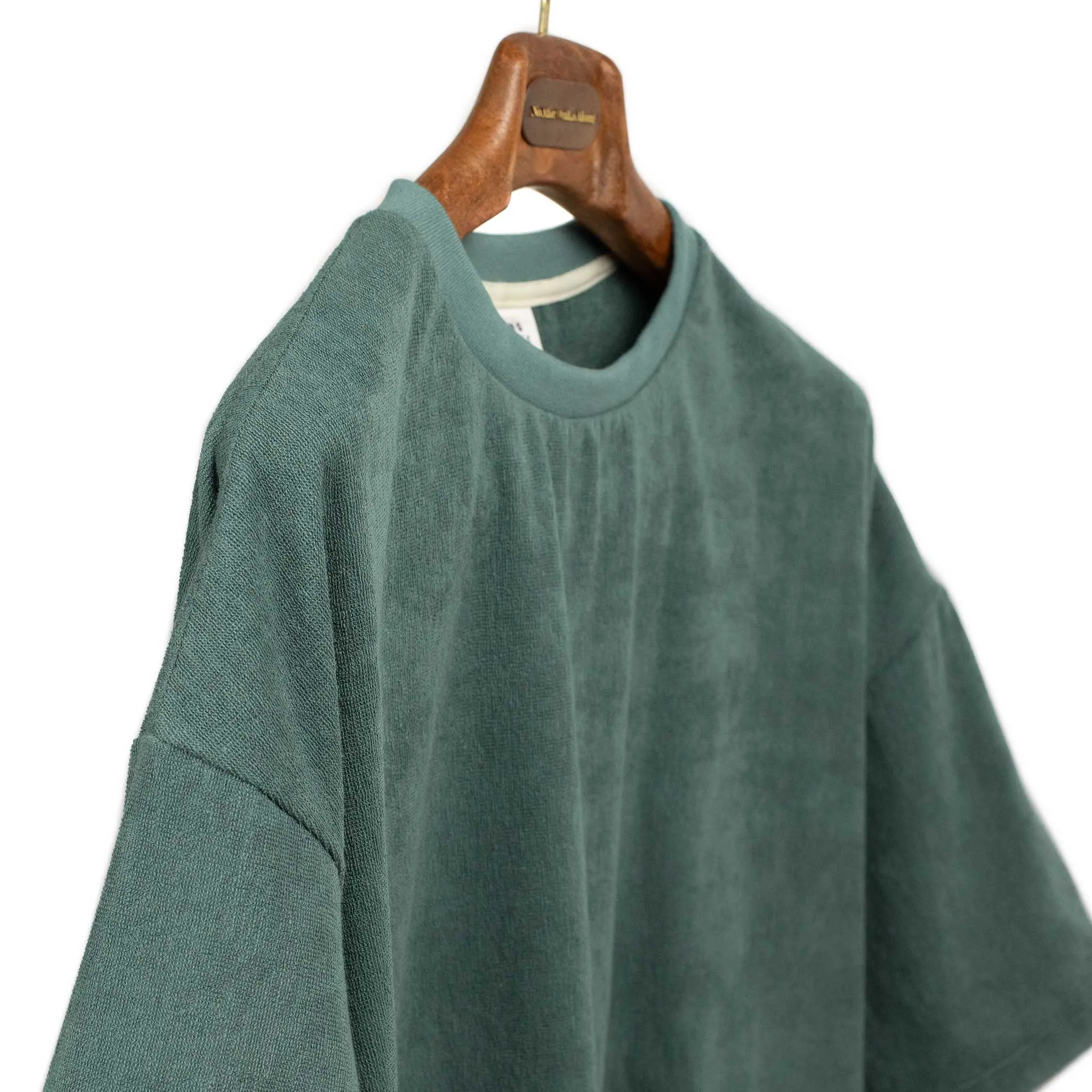 Relaxed terrycloth T-shirt in Pine green cotton mix
