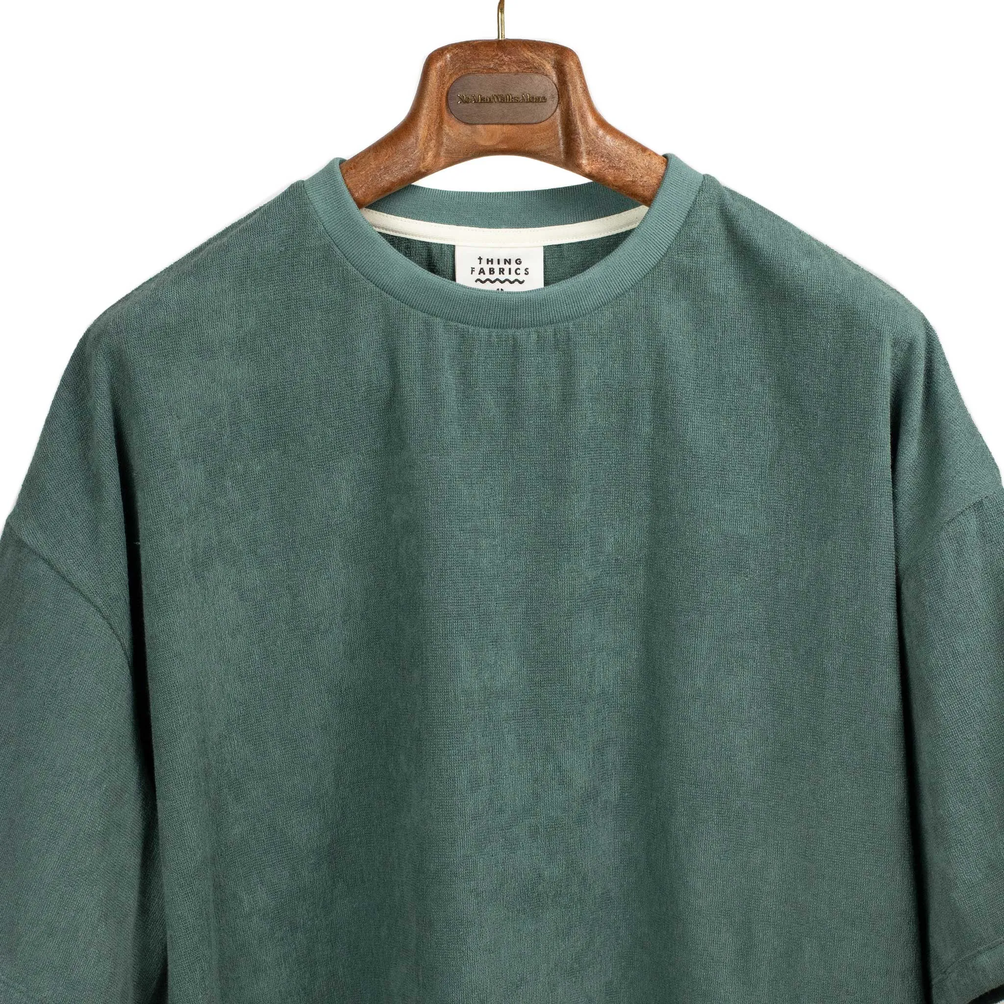 Relaxed terrycloth T-shirt in Pine green cotton mix