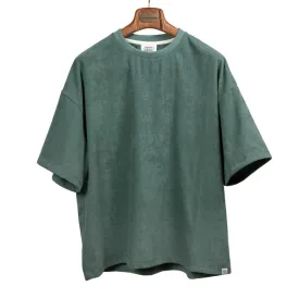 Relaxed terrycloth T-shirt in Pine green cotton mix