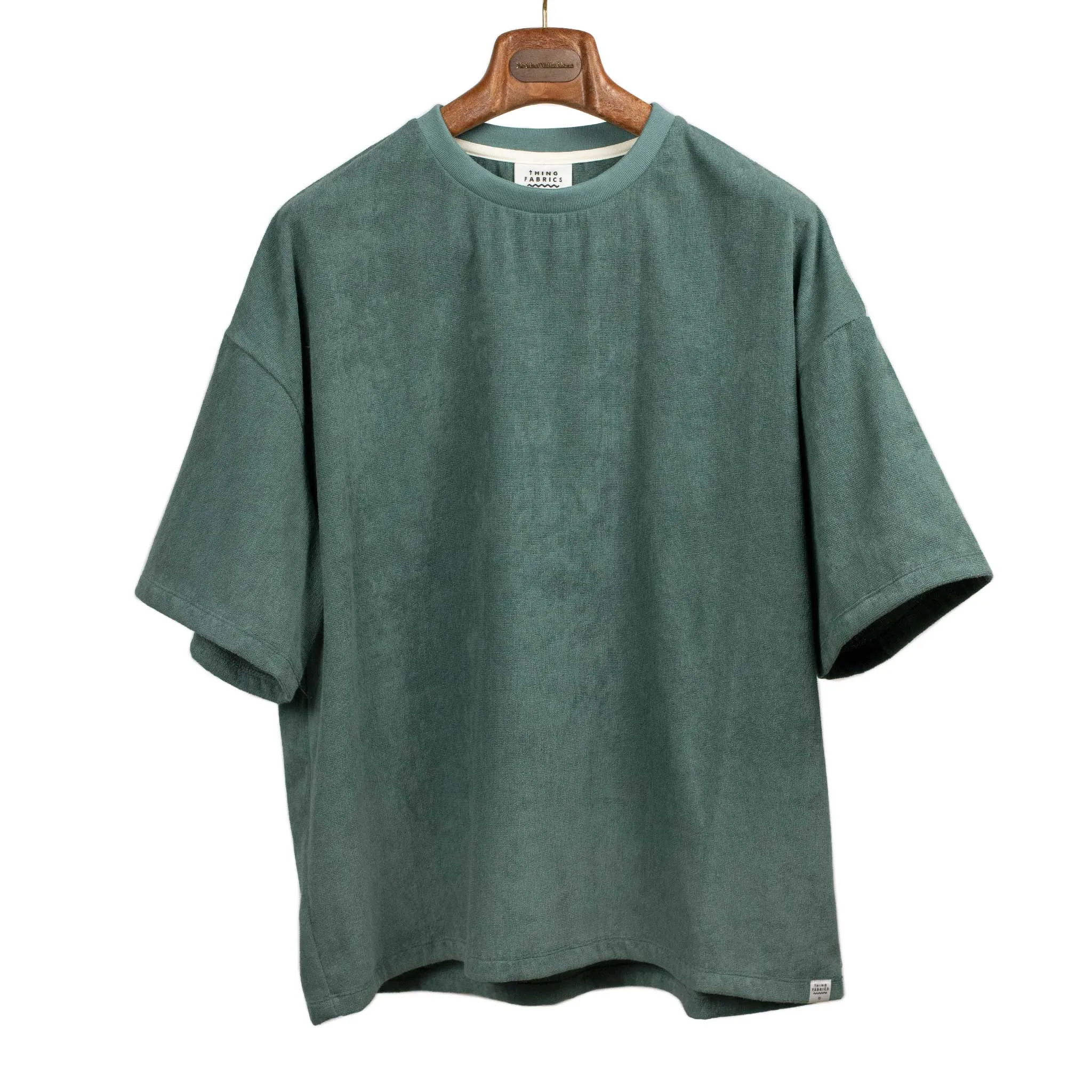 Relaxed terrycloth T-shirt in Pine green cotton mix