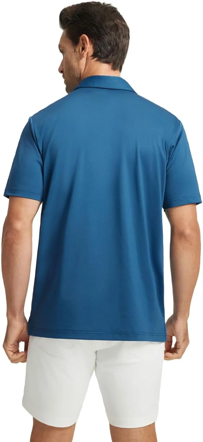 Rouen Mens Polo Shirts Short Sleeve Dry Fit Lightweight Performance Casual Athletic Striped Print Golf Shirts for Men