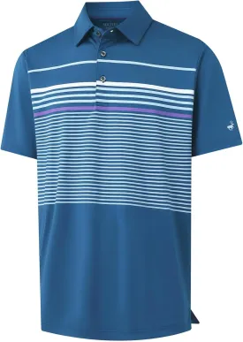 Rouen Mens Polo Shirts Short Sleeve Dry Fit Lightweight Performance Casual Athletic Striped Print Golf Shirts for Men