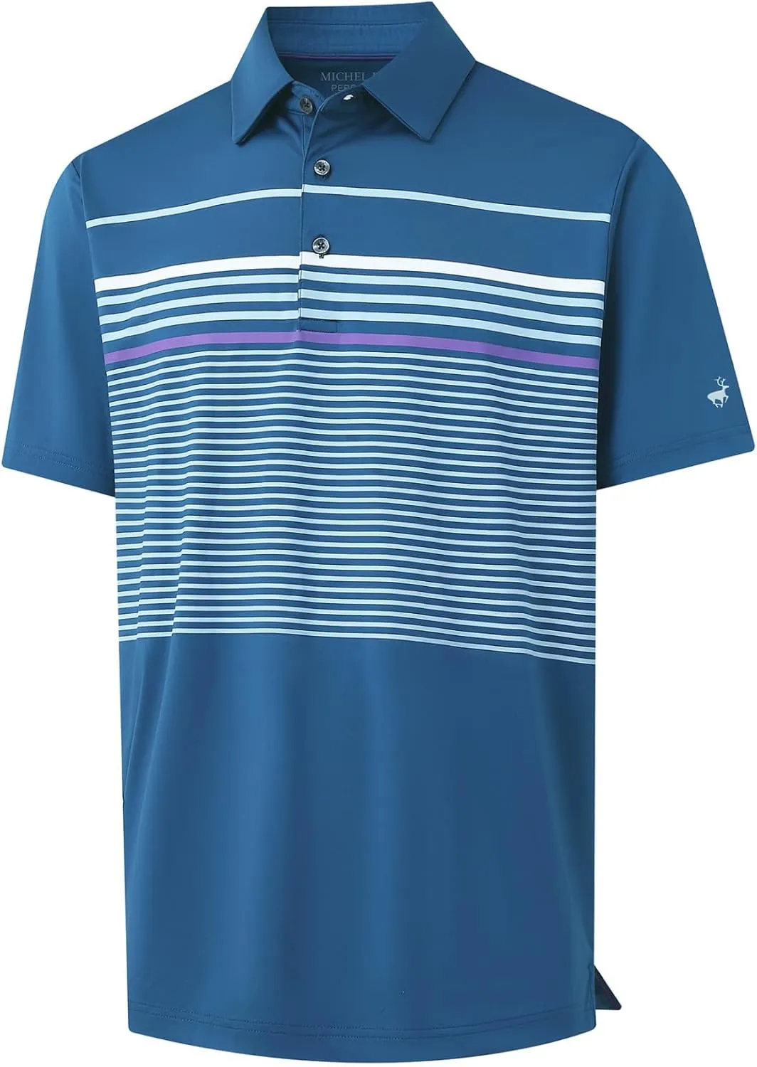 Rouen Mens Polo Shirts Short Sleeve Dry Fit Lightweight Performance Casual Athletic Striped Print Golf Shirts for Men