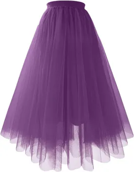 Summer Skirts for Women Loose Casual Trendy Solid Color Flowy Vacation Mesh Tulle Skirts, S-XL