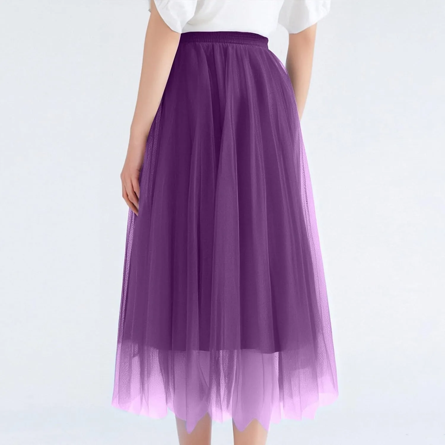 Summer Skirts for Women Loose Casual Trendy Solid Color Flowy Vacation Mesh Tulle Skirts, S-XL