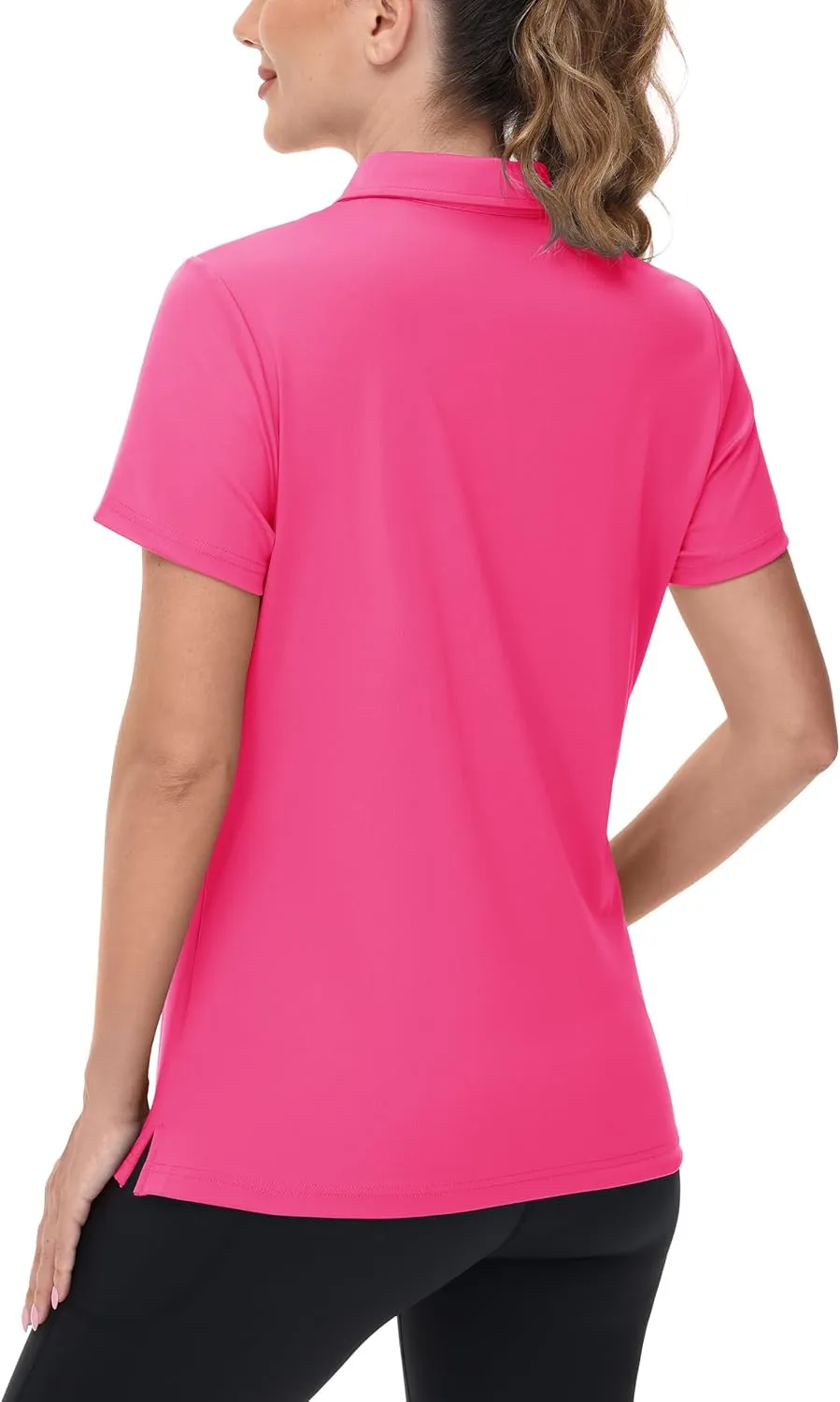 TACVASEN Women's V-Neck Polo Shirts UPF 50  Short Sleeve Sun Protection Quick Dry Golf Polos Collared Shirt