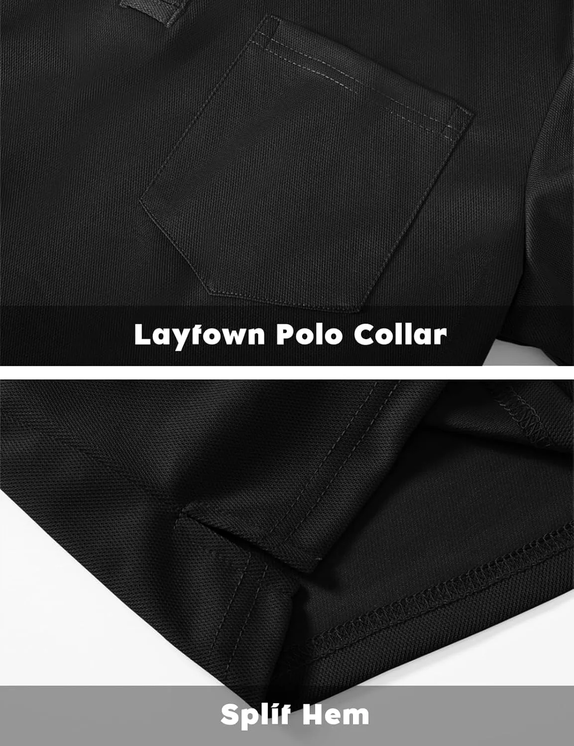 TBMPOY Men's Polo Shirts with Pocket Golf Long Sleeve Quick Dry Lightweight Collared Stylish Moisture Wicking Business Tennis