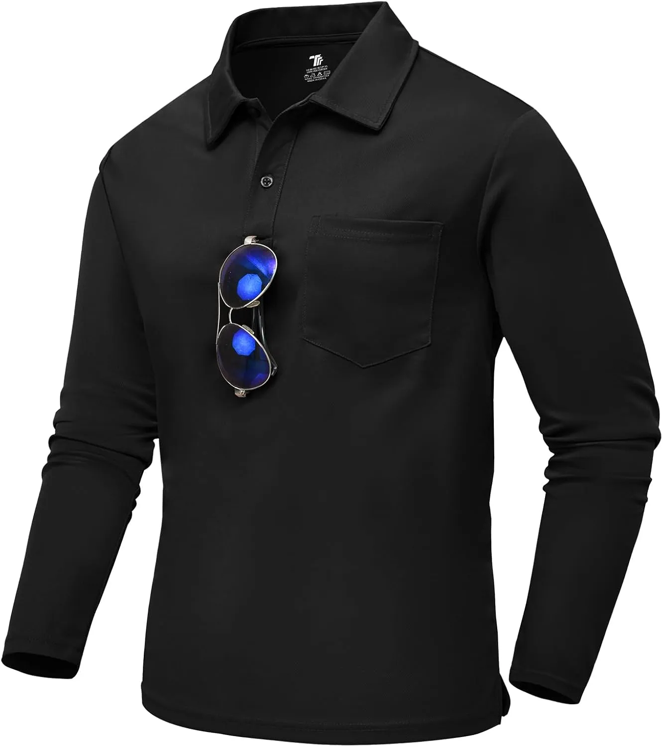 TBMPOY Men's Polo Shirts with Pocket Golf Long Sleeve Quick Dry Lightweight Collared Stylish Moisture Wicking Business Tennis