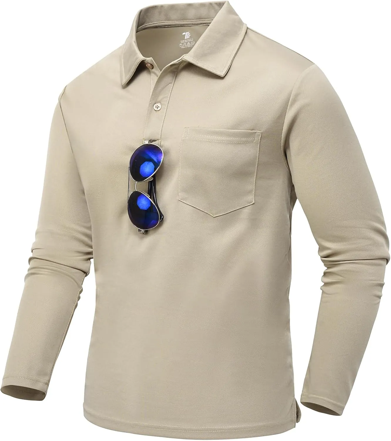TBMPOY Men's Polo Shirts with Pocket Golf Long Sleeve Quick Dry Lightweight Collared Stylish Moisture Wicking Business Tennis