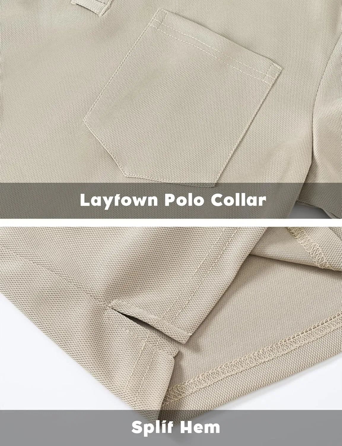 TBMPOY Men's Polo Shirts with Pocket Golf Long Sleeve Quick Dry Lightweight Collared Stylish Moisture Wicking Business Tennis